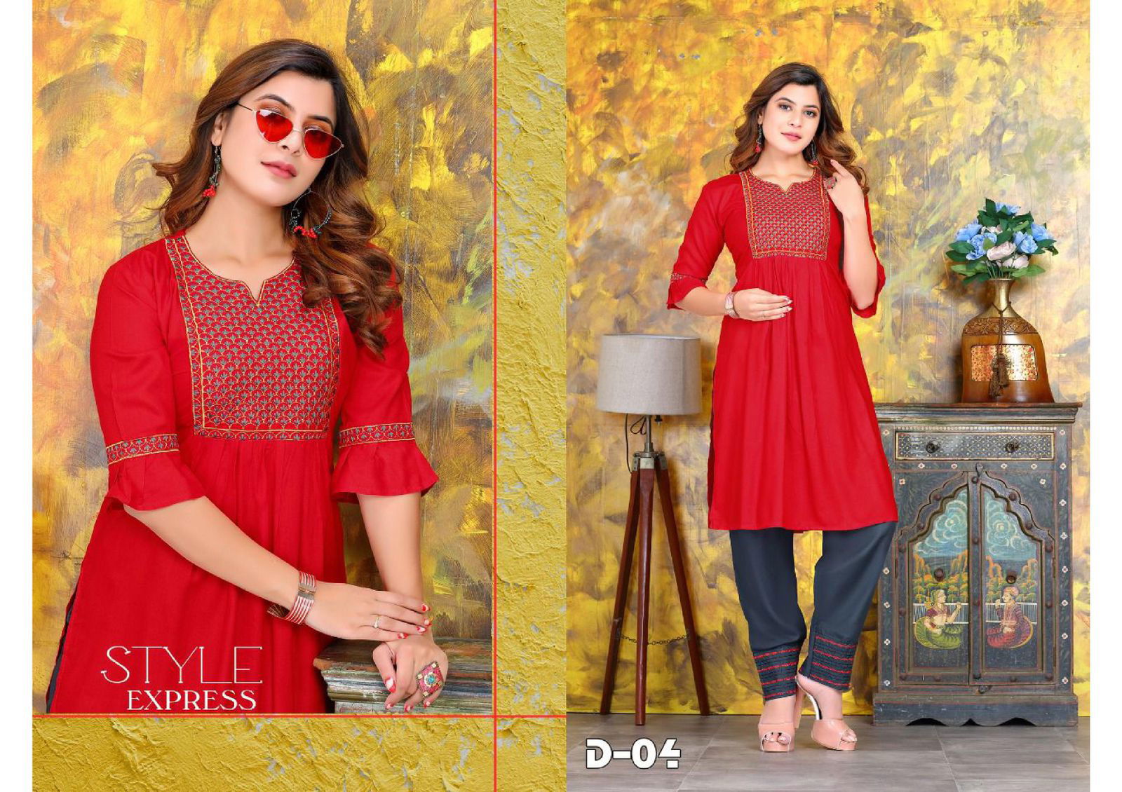 Beauty Queen Golden Dairies Ethnic Wear Rayon Kurti With Pant Collection